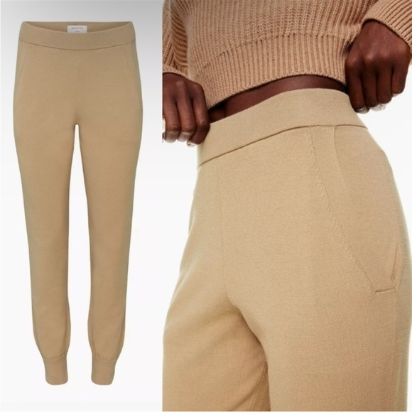 Aritzia Babaton Camel Brown High Waisted Knit Rodin Jogger Sweatpants  Pants - Picture 6 of 14